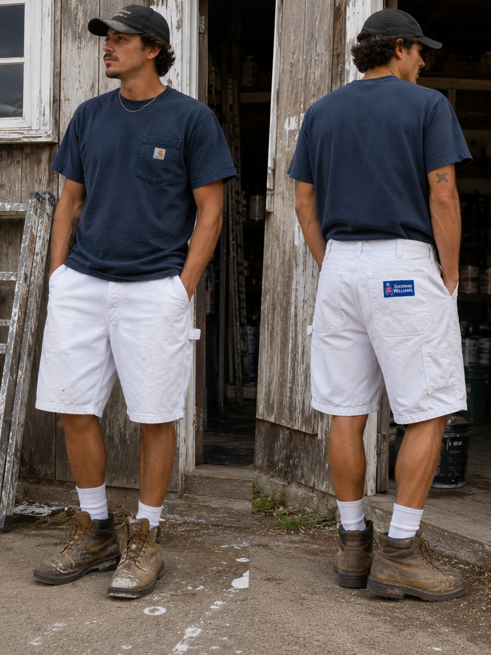 Dickies Sherwin Williams Painter Shorts White Utility Carpenter Workwear 36